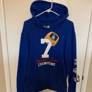 New Era Men Dodgers World Series 7x Champions Blue Hoodie Large. Good Condition.